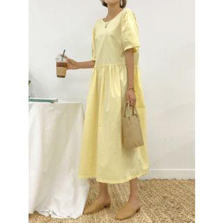Wrap-back Shirred-trim Maxi Dress