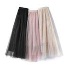 Plain Mesh A-line Skirt