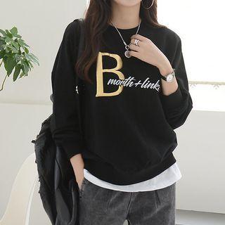 Embossed Lam  Letter Sweatshirt