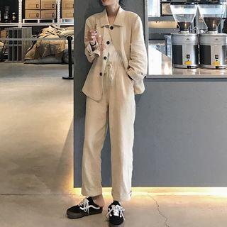 Buttoned Jacket / Wide-leg Pants