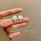 Rose Alloy Earring 1 Pair - E5062 - Gold & White - One Size