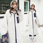 Contrast-pocket Faux-shearling Coat