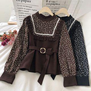 Long-sleeve Belted Knit Top