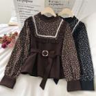 Long-sleeve Belted Knit Top