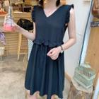 Frilled V-neck Dress