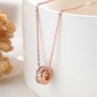 Stainless Steel Rhinestone Pendant Necklace 1461 - Rose Gold - One Size