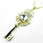 Crown And Key Necklace Gold - One Size