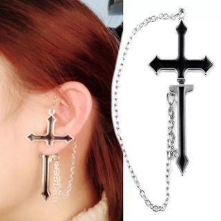 Cross Threader Earring 1 Pc - Black - One Size