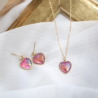 Heart Necklace Pink & Gold - One Size