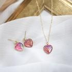 Heart Necklace Pink & Gold - One Size