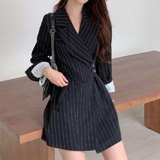 Pinstriped Mini A-line Blazer Dress