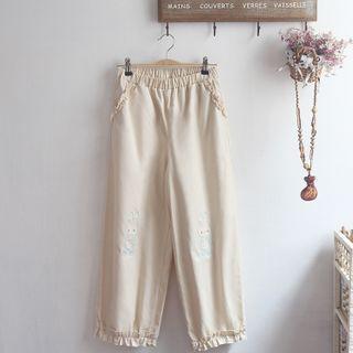 Ruffle Harem Pants Off-white - One Size