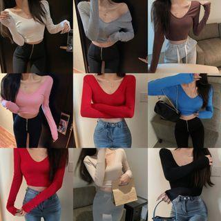 Skinny V-neck Crop T-shirt In 7 Colors