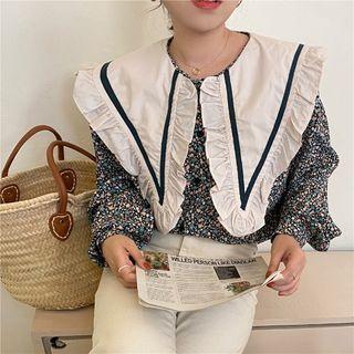 Floral Collared Blouse Floral - Black & White - One Size