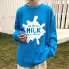 Lettering Sweater Sky Blue - One Size