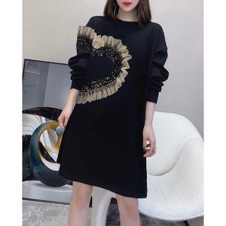 Ruffle Panel Sequined Mini A-line Dress