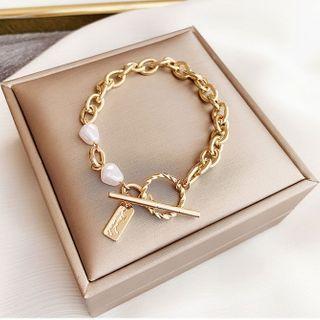 Faux Pearl Chunky Chain Bracelet As Shown In Figure - One Size