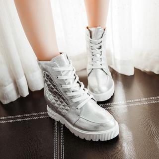 Lace-up Hidden Wedge Ankle Boots