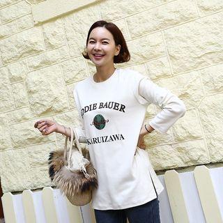 Round-neck Letter Print Long Top