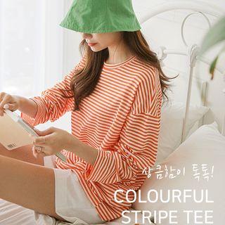 Extra Long-sleeve Stripe Boxy T-shirt