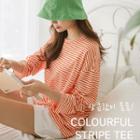 Extra Long-sleeve Stripe Boxy T-shirt