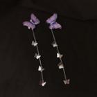Butterfly Dangle Hair Clip 1 Pair - Hair Clips - Purple - One Size