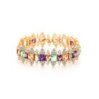 Fashion Luxury Plated Gold Geometric Color Cubic Zirconia Bracelet 17cm Golden - One Size