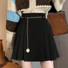Woolen Pleated Mini A-line Skirt