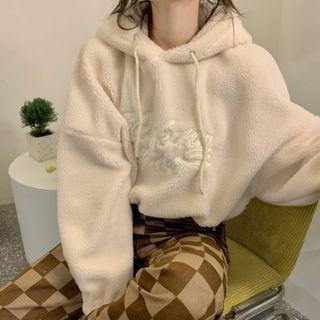 Lettering Fleece Hoodie White - One Size