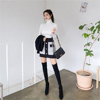 Inset Shorts Patterned Mini Skirt