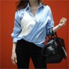 Inset Lace-trim Camisole Top Stripe Shirt