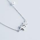925 Sterling Silver Rhinestone Starfish Pendant Necklace S925 - As Shown In Figure - One Size