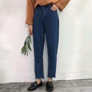 Scallop Hem Straight Cut Jeans