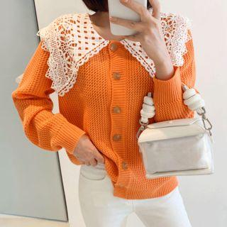 Lace-collar Cardigan