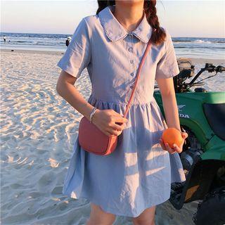 Short-sleeve Collared A-line Mini Dress