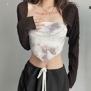 Set: Chained Cropped Light Jacket + Tie-dye Tube Top
