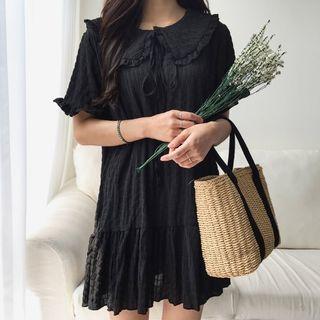 Round-collar Ruffle-trim Dress