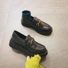 Zip Detail Block Heel Platform Loafers