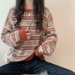 Round Neck Patterned Sweatshirt