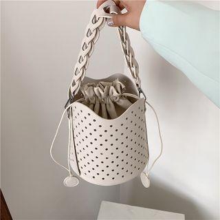 Perforated Drawstring Bucket Bag