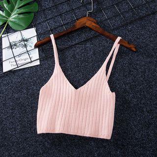 Crop Knit Cami Top Pink - One Size