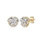 Stylish Elegant Plated Champagne Gold Flower Stud Earrings With White Austrian Element Crystal Champagne - One Size