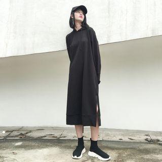 Slit-side Hooded Long Pullover