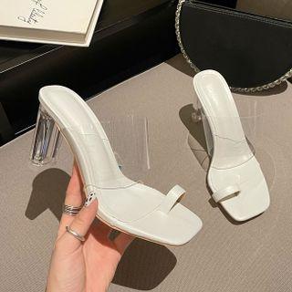 Pvc Panel Chunky-heel Slide Sandals