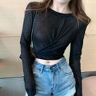 Long-sleeve Wrapped Crop T-shirt