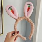 Carrot Embroidered Rabbit Ear Face Wash Headband