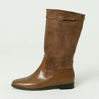 Belted Contrast-panel Mid-calf Boots