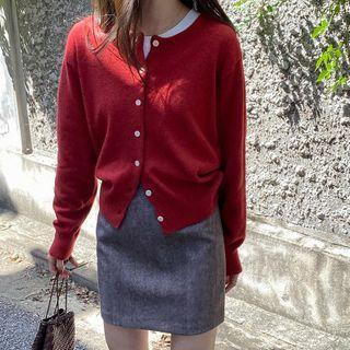 Plain Cardigan / Mini Skirt / Set