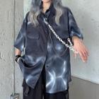 Short-sleeve Tie-dye Print Shirt Tie-dye Print - Dark Gray - One Size