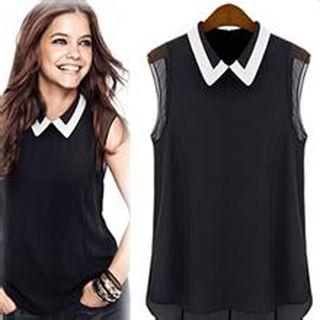 Collared Sleeveless Blouse